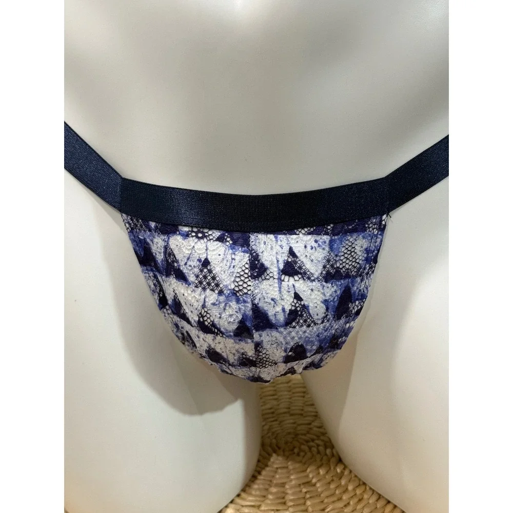 Cosabella Never Say Never‎ Men's Thong Blue White Lace Size S